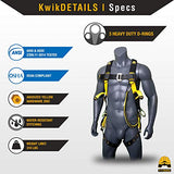 KwikSafety (Charlotte, NC) SUPERCELL COMBO | Arnés de seguridad de cuerpo completo con anillo 3D, cordón de 6 pies, cordón para herramientas, ANSI OSHA PPE protección contra caídas Equipo de retención universal de construcción para techos