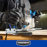 Hammerhead HAPR100 - Kit de enrutador de carpintería de velocidad variable de 10 amperios con guía paralela y adaptador de vacío