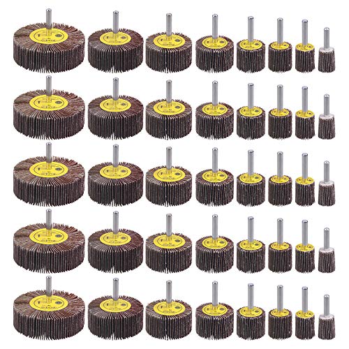 Lijadoras abrasivas Juego de 40  de rueda de 1/4 pulgadas, rocaris de óxido de aluminio de grano 80, rueda de lijado con forma de cono y 8 tamaños