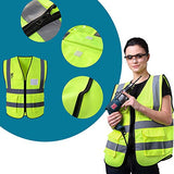 Simonetta Vespetti Chaleco de Seguridad con Tiras Reflectantes y Cierre, 3 Piezas, 3 Bolsillos Exteriores, 1 Bolsillo Transparente, Perfecto para Industria y Otras Actividades, Poliéster (CH, Verde, 3)