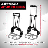 Redlemon Diablito Plegable de Aluminio con Capacidad para 100 kg de Carga, Llantas y Base Plegables, Mango Ergonómico y Ajustable hasta 97 cm de Altura, Resistente y Ligero, Fácil de Guardar