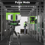 Huepar Nivel láser 3D autonivelante 3x360 línea transversal verde de tres planos, nivelación, alineación y baldosa, herramienta láser de suelo -360° línea vertical y horizontal con control remoto y funda de transporte dura 503DG