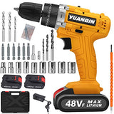Taladro Electrico Inalambrico / modo de trabajo tres en uno,(atornillado, taladrado, impacto) 2 baterías recargables de iones de litio，tamaño de mandril de 3/8 pulgadas， torque eléctrico (30 nm), juego de herramientas de taladro eléctrico