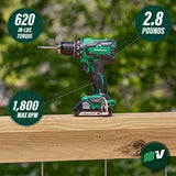 Metabo HPT Kit de taladro/destornillador inalámbrico MultiVolt de 18 V, motor sin escobillas, portabrocas de metal sin llave de 1/2 pulgada, garantía de herramienta de por vida | DS18DBFL2E