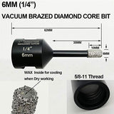 Brocas de núcleo de diamante de 1/4 pulgadas, 2 uds para baldosas de cerámica de porcelana, ladrillo de mármol, sierra de agujero soldado al vacío de 6mm