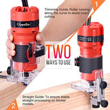 CtopoGo Herramienta compacta de madera para fresar palmeras de mano recortadora de bordes de carpintería, herramienta de corte de palmming 30000R/min 800W 110V con 12 brocas de enrutador de 1/4"
