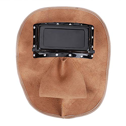 Capucha Soldador de Piel de Vaca Montada en la Cabeza Tapa de Doble Lente Antisalpicaduras Aislamiento Térmico Protección de Seguridad Capucha de Sombra Ancha Máscara de Soldador para Soldadura Eléc