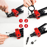 RZX Herramienta de tuerca de remache de 14 pulgadas, remachadora de mano, tuerca de remache ciego, kit de remache de inserción con M3 M4 M5 M6 M8 M10 métrico 6 mandriles y 60 tuercas, diseño que ahorra trabajo, con funda de transporte resistente