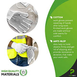 PUREVACY Paquete De 24 Guantes De Punto De Cuerda De 10 Pulgadas (25.4 cm) Con Puntos De Un Solo Lado. Algodón Blanco De Seguridad Para Hombres Y Mujeres. Agarre De Mano De Protección Con Revestimiento De PVC Negro Para Jardinería, 12 Pares