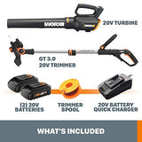 Worx GT 3.0 WG928 - Combo de Recortadora de Cuerdas y soplador de 20 V (batería y Cargador incluidos)