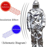 YILEFU Traje Protección contra Incendios Uniforme Bombero Traje Ropa Ignífugo Papel Aluminio Adecuado para Aeroespacial, Protección contra Incendios, Policía A Prueba Explosiones,1000°-170-180cm