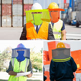 Sombrero duro, visera de malla de ala completa, protección solar de alta visibilidad, protección para el cuello y bandana para la cara, accesorios para casco duro, sombrero duro no incluido, 2 paquetes, color amarillo