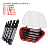 Extractor de tornillos, 5 piezas extractor de tornillos rotos, tornillo dañado, herramienta de extracción fácil de quitar, Extractor de tornillos para tornillos en espiral