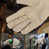 WUUOSSYUIS 1 Pareja Aislamiento de Cuero Guantes de Barbacoa ignífuga Grueso grulas Guantes Protectores Protección de Mano de Obra a Domicilio Alta Ardor, Caqui