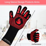 Guantes ignífugos para barbacoa, guantes resistentes a los cortes a la parrilla, guantes resistentes al calor, guantes de horno de silicona antideslizantes, guantes de cocina seguros para la cocina para guantes de horno, barbacoa, cocina, freír, 13.5 pulg