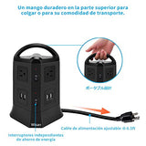 Power Strip Torre de Regleta Enchufe de Energía USB Multifuncional con 4 Puertos de Carga USB y 6 Outlet Adaptador,Torre protector de sobretensión Power USB estación de carga de computadora Para el Hogar, Escuela,Oficina, TV, Computadora Portátil, iPhone,