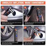 Nulksen Inflador de neumáticos, compresor de aire portátil, bomba de aire inalámbrica de 150 PSI para neumáticos de coche con batería de 6000 mAh, bomba de neumáticos eléctrica con medidor de presión luz LED para bola de motor de coche y bicicleta