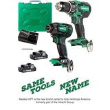 Metabo HPT KC18DBFL2C - Kit combinado inalámbrico de taladro multivoltios de 18 V y destornillador de impacto de triple martillo