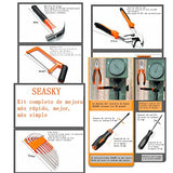 SEASKY Caja de Herramientas 100 En 1, Fijo Más Estable, Kit de Herramientas Manuales de Reparación Portátil y Universal, Toda Forja de Acero,Kit de Herramientas para El Hoga Carpintería Oficina…