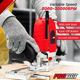 Promaker Enrutador de inmersión de 2.7 HP con guía de borde y accesorios, velocidad variable, madera de enrutador de 8000-3000 RPM, kit de carpintería de inmersión, carpintería de enrutador con adaptador de vacío, 14.4 amperios