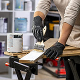 [100 unidades] Guantes desechables de nitrilo negro resistentes a los productos químicos, 6 mil. Guantes de látex extra resistentes y sin polvo, con textura, para los dedos, talla S