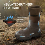 Obcursco Botas impermeables de goma de neopreno de 6 mm para hombres y mujeres, botas de lluvia aisladas para actividades al aire libre. Ideal para trabajo en granja, caza y pesca, Aislamiento de 400 g, color marrón., 10