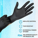 PYRSIVA Guantes desechables de nitrilo médico | Sin látex | Grado médico (mediano, negro)