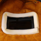 Capucha soldador con lente, capucha de soldadura de cuero, máscara de protección de casco de soldadura ajustable, absorción de sudor, resistente al calor, transpirable, para lugares de trabajo de soldadura