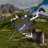 Guardaman - Gran herramienta de supervivencia 18 en 1 para hombre, multiherramienta para cartera multiusos con cuchillo de supervivencia, iniciador de fuego, silbato, brújula, regalo para el día del padre