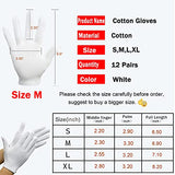 12 pares de algodón blanco suave unisex para manos secas guantes de trabajo joyas de plata guantes de inspección humectantes eccemas guantes de algodón, tamaño pequeño para niño…