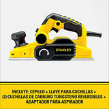 STANLEY Cepillo Eléctrico para Madera de 3 1/4 Pulgadas (82mm) 750W 16500RPM STPP7502