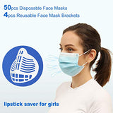 Mascarilla desechable, 50 máscaras de cara transpirables con 4 soportes para máscaras faciales, máscara facial protectora contra el polvo